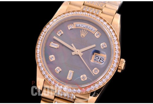 R36DDF-118D2 BP 128348RBR 2019 DayDate YG/YG Fluted/President MOP Black Diamonds A-2836