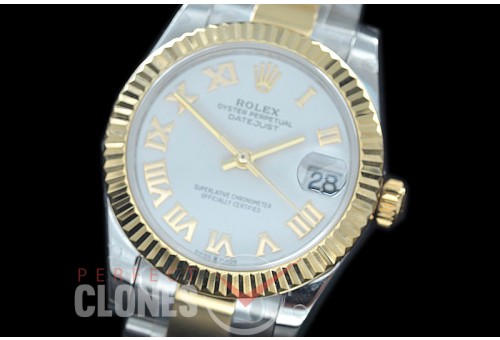 R31DJT-421 BP Datejust Midsize 278283 SS/YG Fluted/Oyster White Roman Asian Clone 2824
