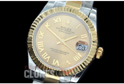 R31DJT-425 BP Datejust Midsize 278283 SS/YG Fluted/Oyster Gold Roman Asian Clone 2824