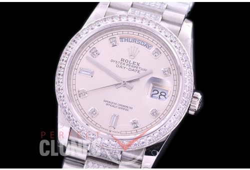 R36DDS-110D2 BP 128349RBR 2019 DayDate SS/SS Fluted/President Silver Diamonds A-2836