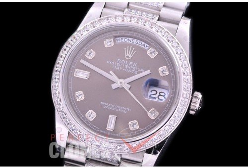 R36DDS-113D2 BP 128349RBR 2019 DayDate SS/SS Fluted/President Dark Rhodium Grey Diamonds A-2836