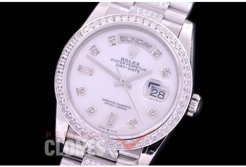 R36DDS-117D2 BP 128349RBR 2019 DayDate SS/SS Fluted/President MOP White Diamonds A-2836