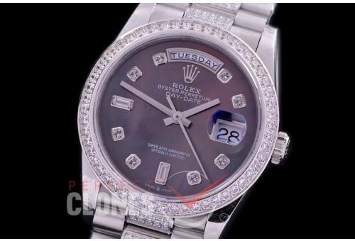R36DDS-118D2 BP 128349RBR 2019 DayDate SS/SS Fluted/President MOP Black Diamonds A-2836