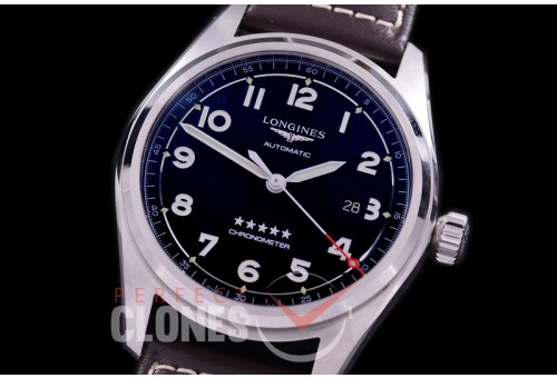 0 0 0 LG-SPW-102L CF Spirit Pilot's Watch Automatic SS/LE Black Numerals Asian Clone 2892