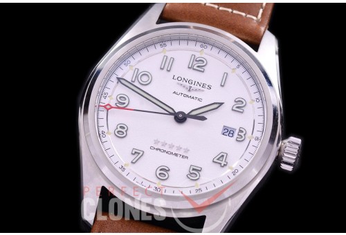 0 0 0 LG-SPW-101L CF Spirit Pilot's Watch Automatic SS/LE White Numerals Asian Clone 2892