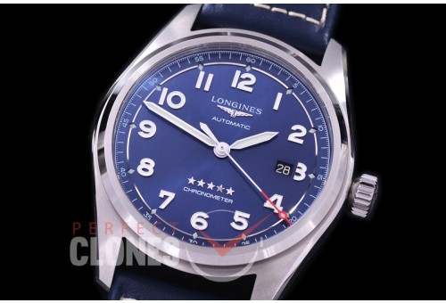 0 0 0 LG-SPW-103L CF Spirit Pilot's Watch Automatic SS/LE Blue Numerals Asian Clone 2892