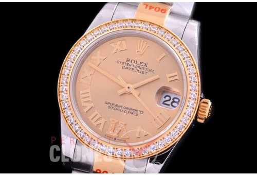 R31DJT-178D GMF 904 Steel Datejust Midsize 278383 SS/YG Fluted/Oyster Gold Roman-Diamonds Asian Clone 2824