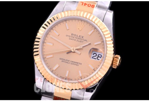 R31DJT-155 GMF 904 Steel Datejust Midsize 278383 SS/YG Fluted/Oyster Gold Sticks Asian Clone 2824