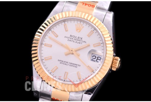 R31DJT-150 GMF 904 Steel Datejust Midsize 278383 SS/YG Fluted/Oyster Silver Sticks Asian Clone 2824