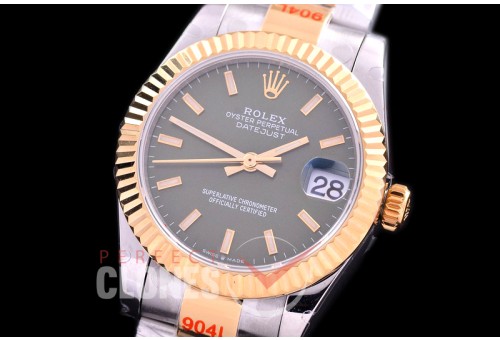 R31DJT-156 GMF 904 Steel Datejust Midsize 278383 SS/YG Fluted/Oyster Olive Sticks Asian Clone 2824
