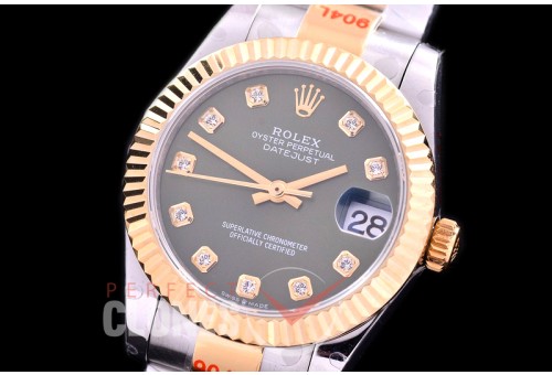 R31DJT-166 GMF 904 Steel Datejust Midsize 278383 SS/YG Fluted/Oyster Green Diamonds Asian Clone 2824