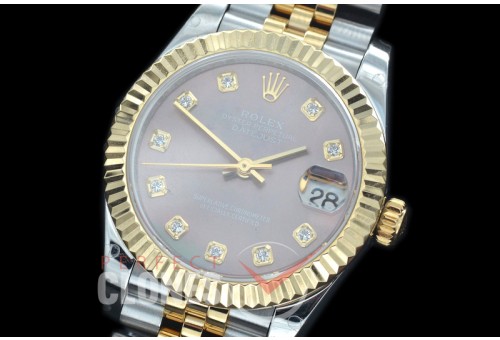 R31DJT-419J BP Datejust Midsize 278283 SS/YG Fluted/Jubilee MOP Brown Diamonds Asian Clone 2824