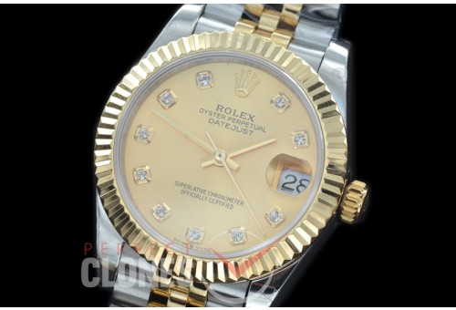R31DJT-415J BP Datejust Midsize 278283 SS/YG Fluted/Jubilee Gold Diamonds Asian Clone 2824