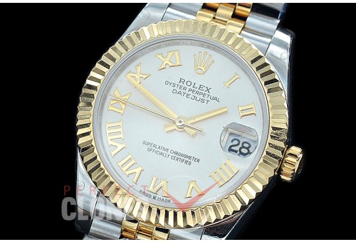 R31DJT-420J BP Datejust Midsize 278283 SS/YG Fluted/Jubilee Silver Roman Asian Clone 2824