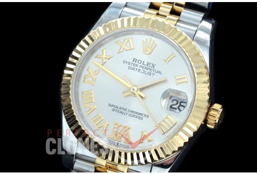 R31DJT-426J BP Datejust Midsize 278283 SS/YG Fluted/Jubilee Silver Roman-Diamonds Asian Clone 2824