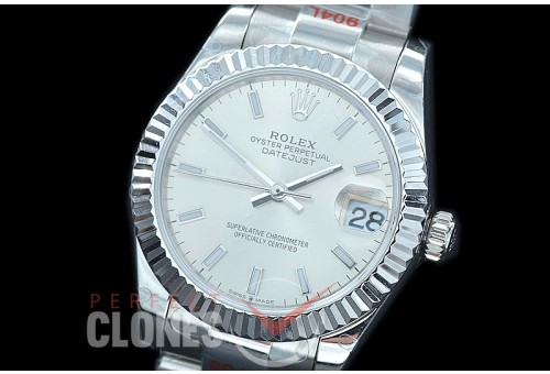 R31DJS-150 GMF 904 Steel Datejust Midsize 278274 SS/SS Fluted/Oyster Silver Sticks Asian Clone 2824