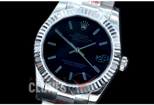 R31DJS-152 GMF 904 Steel Datejust Midsize 278274 SS/SS Fluted/Oyster Black Sticks Asian Clone 2824