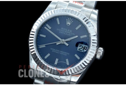 R31DJS-154 GMF 904 Steel Datejust Midsize 278274 SS/SS Fluted/Oyster Blue Sticks Asian Clone 2824