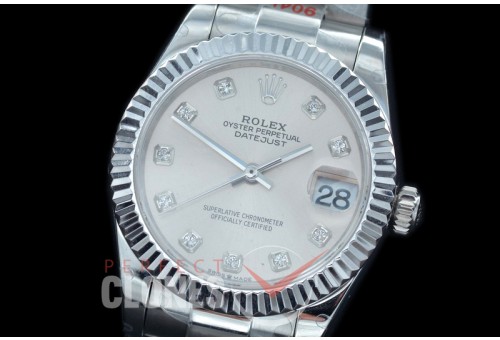 R31DJS-160 GMF 904 Steel Datejust Midsize 278274 SS/SS Fluted/Oyster Silver Diamonds Asian Clone 2824