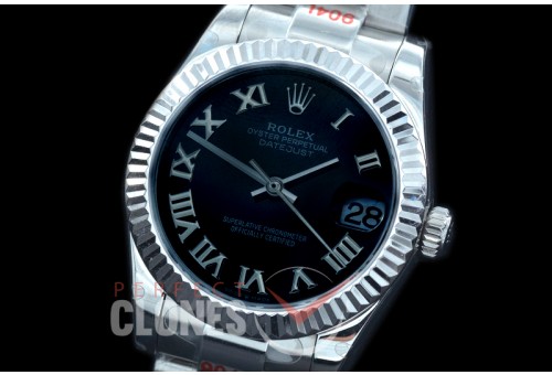 R31DJS-172 GMF 904 Steel Datejust Midsize 278274 SS/SS Fluted/Oyster Black Roman Asian Clone 2824