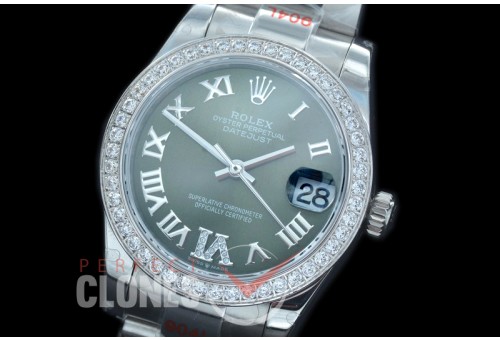 R31DJS-180D GMF 904 Steel Datejust Midsize 278384 SS/SS Fluted/Oyster GreenRoman-Diamonds Asian Clone 2824