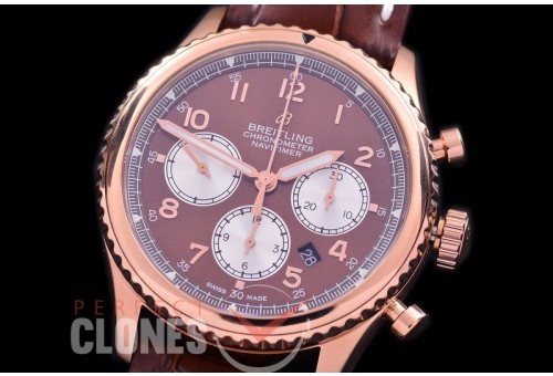 BL-AV8-113 Aviator 8 B01 Chronograph 43 Mosquito RG/LE Brown A-7750 