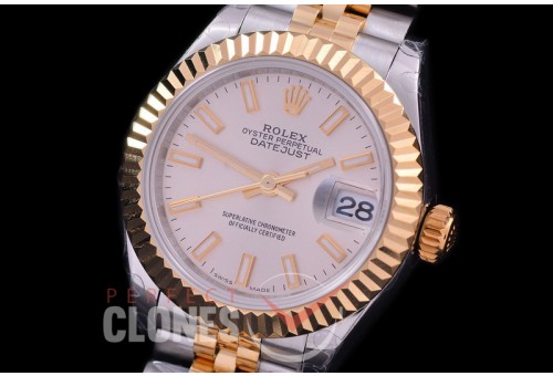 R28DJT-400J BP Datejust 28mm Ladies 279173 SS/YG Fluted/Jubilee Silver Sticks Eta 2671