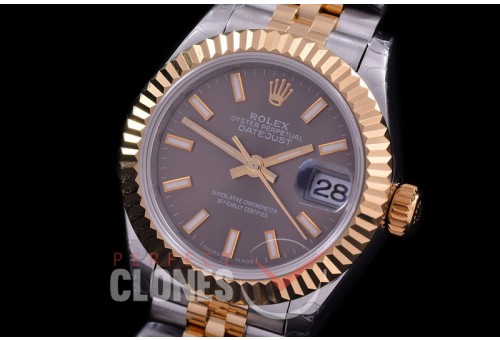 R28DJT-403J BP Datejust 28mm Ladies 279173 SS/YG Fluted/Jubilee Dark Rhodium Sticks Eta 2671