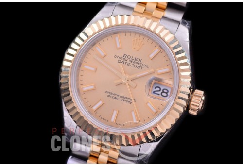 R28DJT-405J BP Datejust 28mm Ladies 279173 SS/YG Fluted/Jubilee Gold Sticks Eta 2671