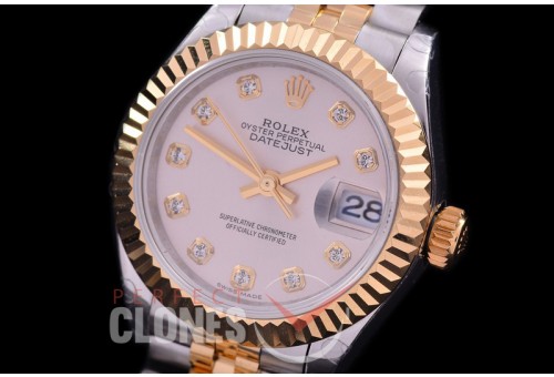 R28DJT-410J BP Datejust 28mm Ladies 279173 SS/YG Fluted/Jubilee Silver Diamonds Eta 2671
