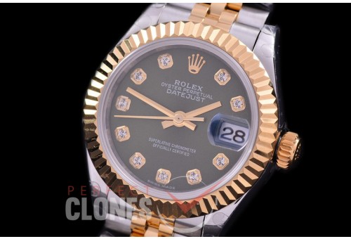 R28DJT-416J BP Datejust 28mm Ladies 279173 SS/YG Fluted/Jubilee Green Diamonds Eta 2671