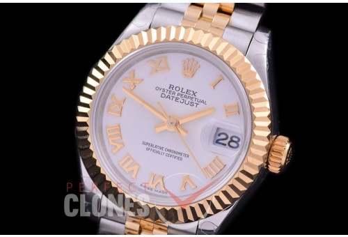 R28DJT-421J BP Datejust 28mm Ladies 279173 SS/YG Fluted/Jubilee White Roman Eta 2671