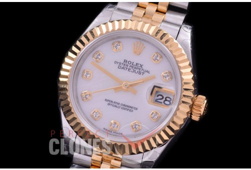 R28DJT-417J BP Datejust 28mm Ladies 279173 SS/YG Fluted/Jubilee MOP White Diamonds Eta 2671