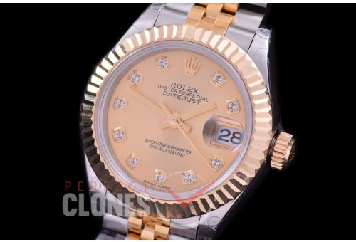 R28DJT-415J BP Datejust 28mm Ladies 279173 SS/YG Fluted/Jubilee Gold Diamonds Eta 2671