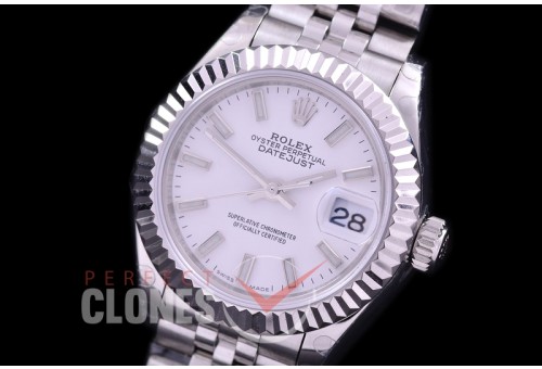R28DJS-401J BP Datejust 28mm Ladies 279174 SS/SS Fluted/Jubilee White Sticks Eta 2671