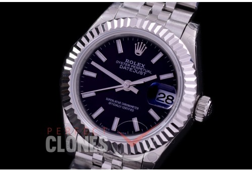 R28DJS-402J BP Datejust 28mm Ladies 279174 SS/SS Fluted/Jubilee Black Sticks Eta 2671