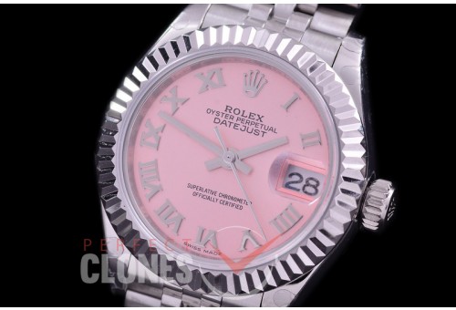 R28DJS-425J BP Datejust 28mm Ladies 279174 SS/SS Fluted/Jubilee Pink Roman Eta 2671