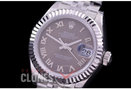 R28DJS-423J BP Datejust 28mm Ladies 279174 SS/SS Fluted/Jubilee Dark Rhodium Grey Roman Eta 2671