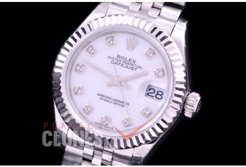R28DJS-411J BP Datejust 28mm Ladies 279174 SS/SS Fluted/Jubilee White Diamonds Eta 2671