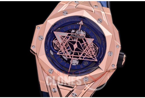 HB-SBC-113 DF Big Bang Sang Bleu Chronograph 45mm RG/RU Blue A-7750 Modified