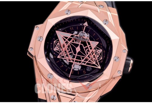 HB-SBC-112 DF Big Bang Sang Bleu Chronograph 45mm RG/RU Black A-7750 Modified