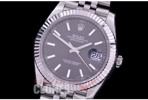 R41DJS-3235-053 XF/VSF 126334 904 Steel SS/SS Fluted/Jubilee Dark Rhodium Grey Sticks VS 3235 - 72 Hours Power Reserve 