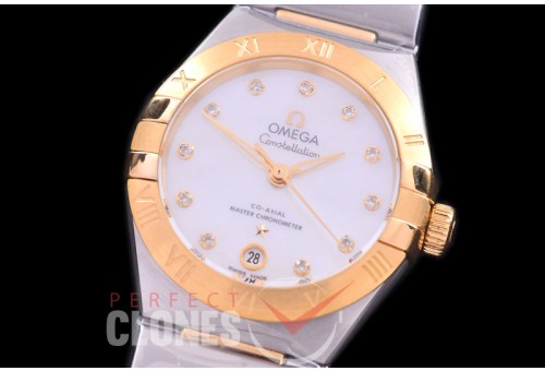 0 OMCON-29-136 Constellation Automatic Date 29mm SS/YG White Dial Eta 2688 Mod to Calibre 8700