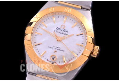 0 OMCON-29-126 Constellation Automatic Date 29mm SS/YG MOP White Sticks Eta 2688 Mod to Calibre 8700