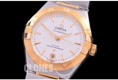 0 OMCON-29-121 Constellation Automatic Date 29mm SS/YG White Sticks Eta 2688 Mod to Calibre 8700