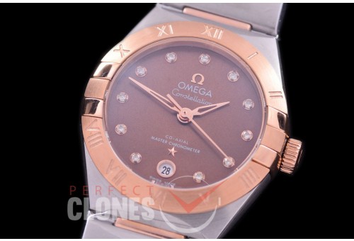 0 OMCON-29-155 Constellation Automatic Date 29mm SS/RG Brown Dial Eta 2688 Mod to Calibre 8700