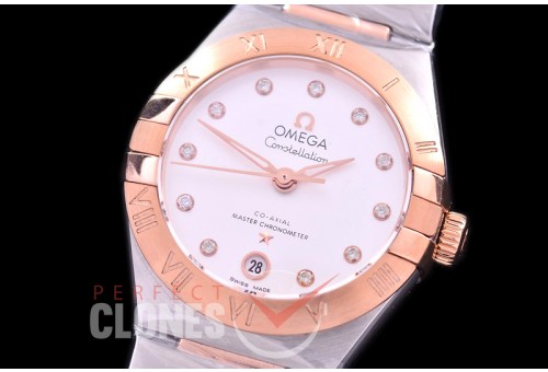 0 OMCON-29-151 Constellation Automatic Date 29mm SS/RG White Dial Eta 2688 Mod to Calibre 8700