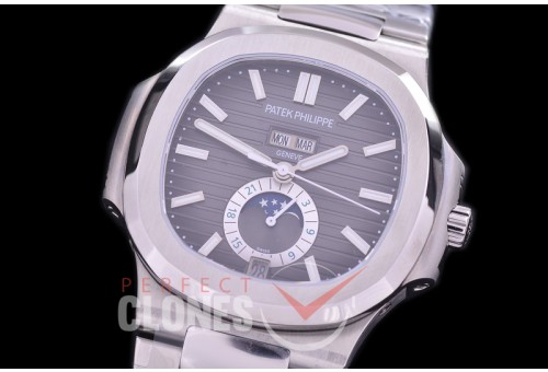 PP-5726-022 TBF Nautilus 5726 Annual Calender SS/SS Grey Miyota 9100 Mod to Calibre 324