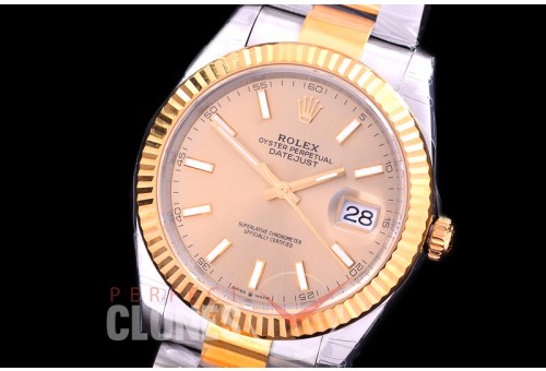 R41DJT-3235-005 XF/VSF 126333 904 Steel SS/YG Fluted/Oyster Gold Sticks VS 3235 - 72 Hours Power Reserve 