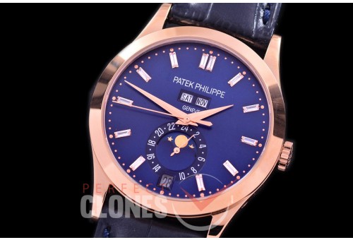 PP-5396-113L-D ARF Complications 5396 Annual Calender RG/LE Blue Miyota 9100 Mod to Calibre 324